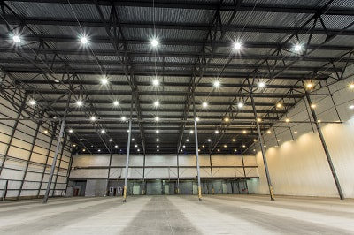 Picture of empty Warehouse with installed light fixtures in Greeley Co